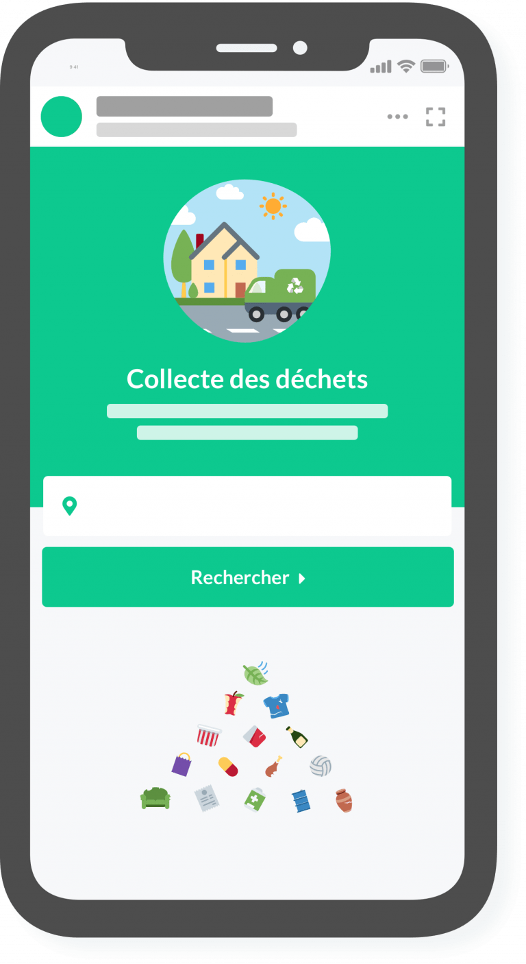 Exemple de widget information déchets en app sur smartphone